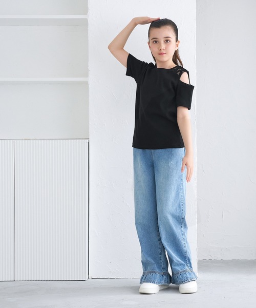 coca(coca)(コカ)の「キッズ リブ肩スリットトップス(Tシャツ/カットソー・キッズ・ブラック/ブルー・120/130/140/150)」の7枚目の写真