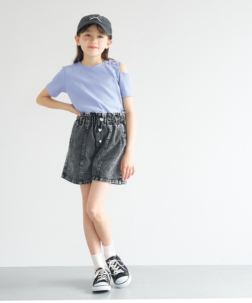 coca(coca)(コカ)の「キッズ リブ肩スリットトップス(Tシャツ/カットソー・キッズ・ブラック/ブルー・120/130/140/150)」の8枚目の写真
