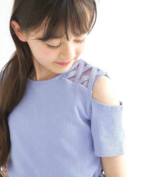 coca(coca)(コカ)の「キッズ リブ肩スリットトップス(Tシャツ/カットソー・キッズ・ブラック/ブルー・120/130/140/150)」の12枚目の写真