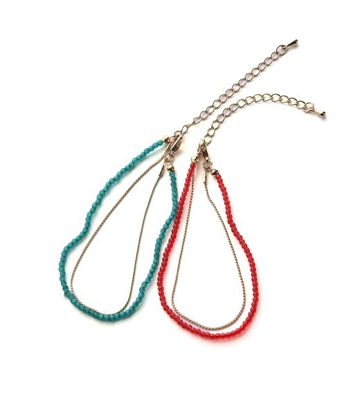 marjour（マージュール）の「BEADS & CHAIN BRACELET（ブレスレット・レディース・レッド/グリーン・FREE）」の9枚目の写真