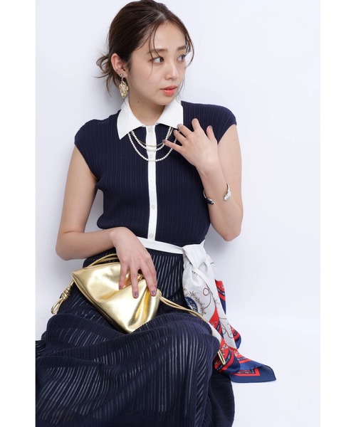 JUSGLITTY 衿付プリーツニットワンピース 衿付プリーツニットワンピース | ワンピース | JUSGLITTY