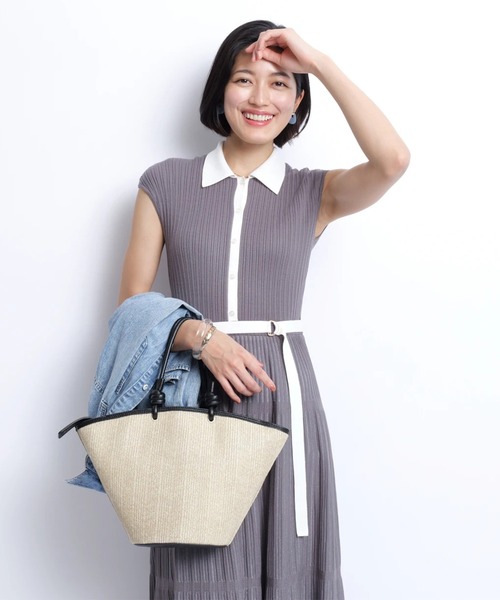 JUSGLITTY 衿付プリーツニットワンピース ジャスグリッティー JUSGLITTY 衿付プリーツニットワンピース