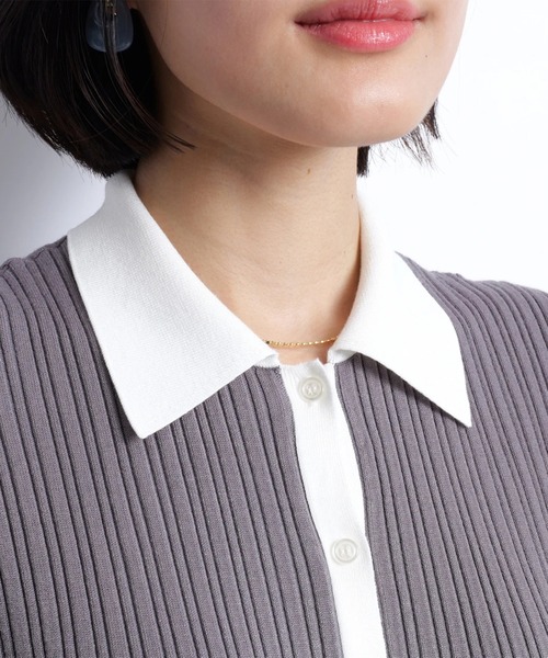 JUSGLITTY（ジャスグリッティー）の「衿付プリーツニットワンピース