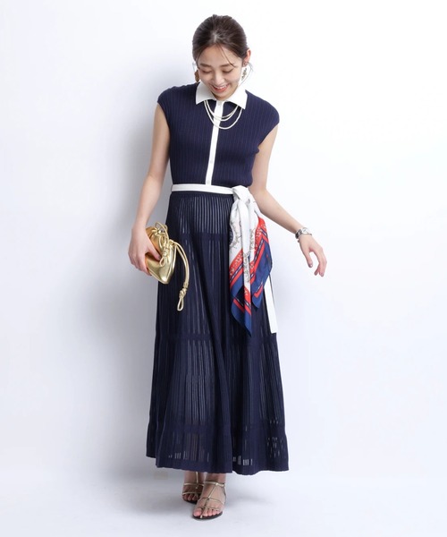 JUSGLITTY 衿付プリーツニットワンピース 衿付プリーツニットワンピース | ワンピース | JUSGLITTY