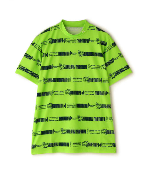 tシャツ 「PEARLY GATES」MFY速衣メッシュ半袖モックネックカットソー 「ロゴバーコードボーダー柄」 レディース MFY速衣メッシュ半袖モックネックカットソー ＜ロゴバーコード