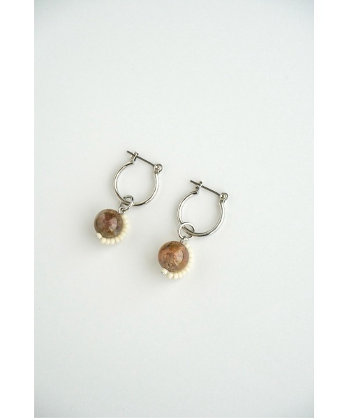tone（トーン）の「【colore】【colore】【金属アレルギー対応】天然石のフープピアス(MA)（ピアス（両耳用）・レディース・ブラウン・FREE）」の5枚目の写真