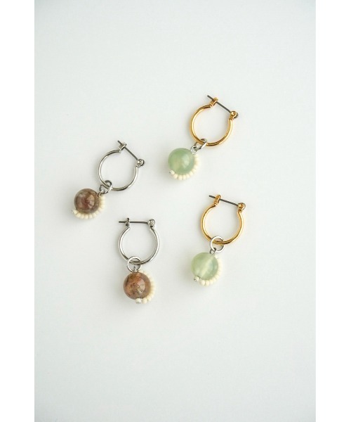 tone（トーン）の「【colore】【colore】【金属アレルギー対応】天然石のフープピアス(MA)（ピアス（両耳用）・レディース・ブラウン・FREE）」の10枚目の写真