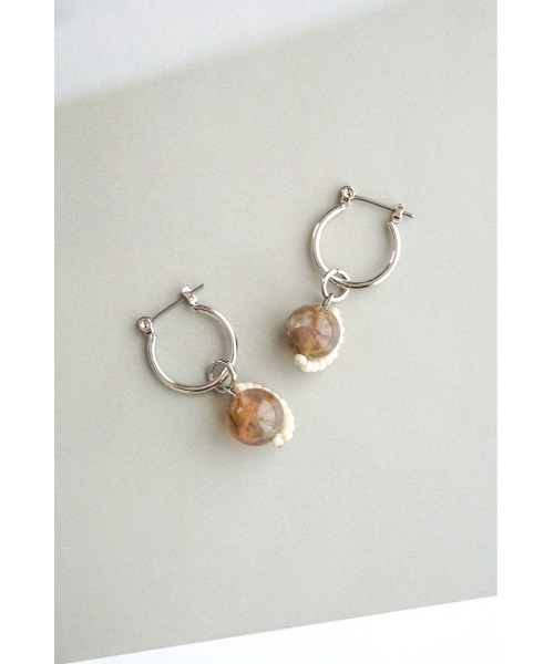 tone（トーン）の「【colore】【colore】【金属アレルギー対応】天然石のフープピアス(MA)（ピアス（両耳用）・レディース・ブラウン・FREE）」の7枚目の写真