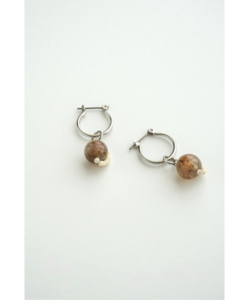 tone（トーン）の「【colore】【colore】【金属アレルギー対応】天然石のフープピアス(MA)（ピアス（両耳用）・レディース・ブラウン・FREE）」の8枚目の写真
