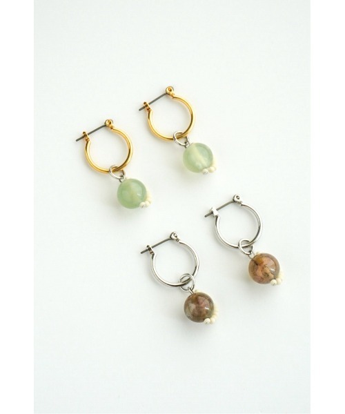 tone（トーン）の「【colore】【colore】【金属アレルギー対応】天然石のフープピアス(MA)（ピアス（両耳用）・レディース・ブラウン・FREE）」の2枚目の写真