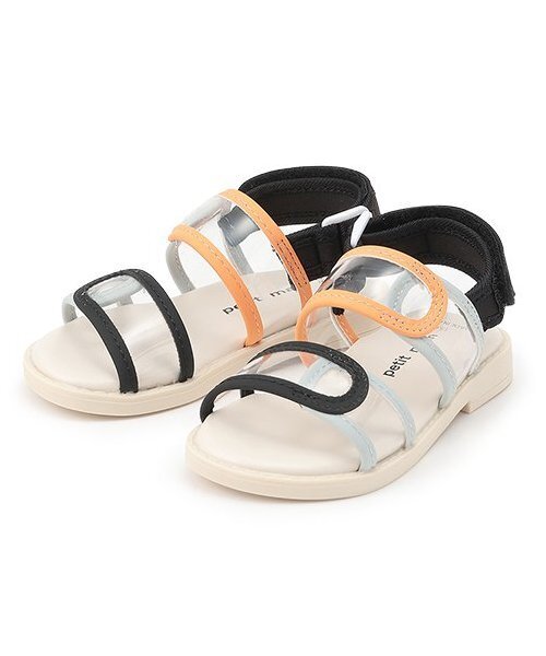 petit main(プティマイン)の「【WEB限定】配色クリアサンダル(サンダル・キッズ・ブラック/ブルーグレー/レッド・18cm/17cm/19cm/16cm)」の2枚目の写真