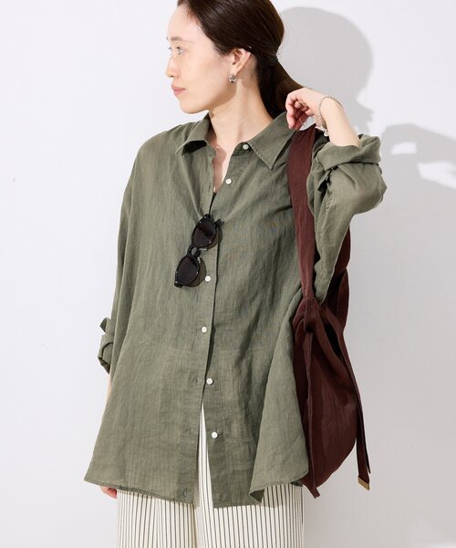 入荷now 安全 リネンコットンカシュクールシャツ（シャツ/ブラウス）｜SLOBE トップス