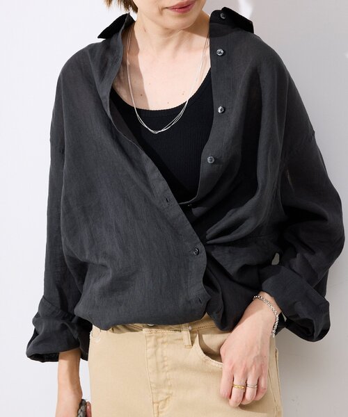 スローブイエナ　リネンコットンカシュクールシャツ セール】リネンコットンカシュクールシャツ（シャツ/ブラウス