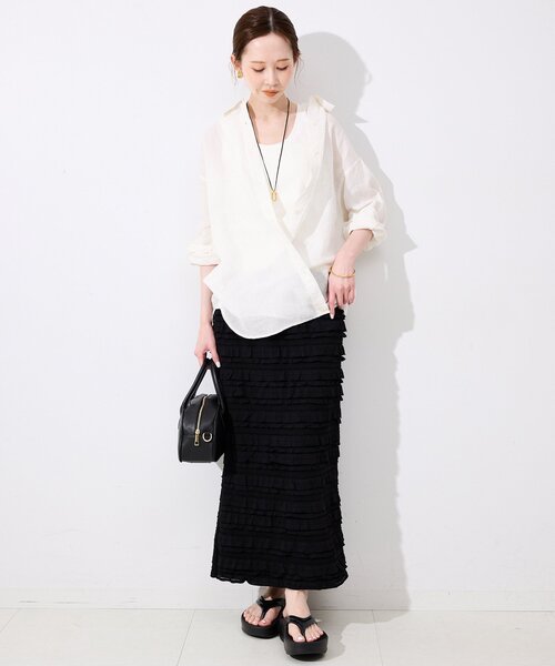 スローブイエナ　リネンコットンカシュクールシャツ セール】リネンコットンカシュクールシャツ（シャツ/ブラウス