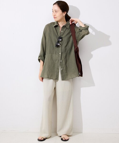 訳あり商品 リネンコットンカシュクールシャツ（シャツ/ブラウス）｜SLOBE トップス