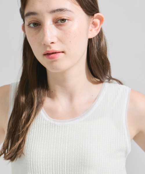 ketty(ケティ)の「ミニドビーベロアタンクトップ≪手洗い可能≫(Tシャツ/カットソー・レディース・オレンジ/オフホワイト/ブルー・M)」の2枚目の写真