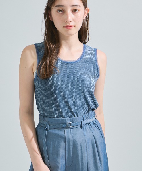 ketty(ケティ)の「ミニドビーベロアタンクトップ≪手洗い可能≫(Tシャツ/カットソー・レディース・オレンジ/オフホワイト/ブルー・M)」の3枚目の写真