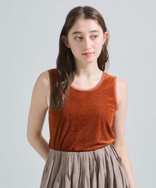 ketty(ケティ)の「ミニドビーベロアタンクトップ≪手洗い可能≫(Tシャツ/カットソー・レディース・オレンジ/オフホワイト/ブルー・M)」の9枚目の写真