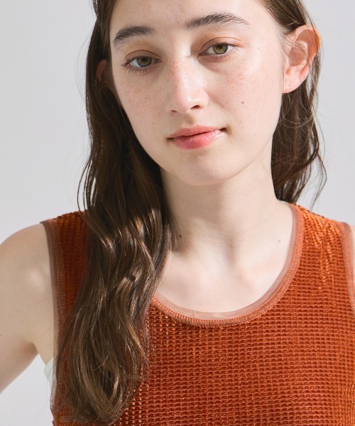 ketty(ケティ)の「ミニドビーベロアタンクトップ≪手洗い可能≫(Tシャツ/カットソー・レディース・オレンジ/オフホワイト/ブルー・M)」の10枚目の写真