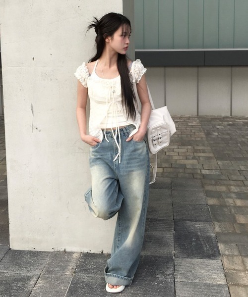 anyonemore(エニワンモア)の「レイヤードホルター花柄レースTシャツ(Tシャツ/カットソー・レディース・アイボリー/ホワイト・FREE)」の15枚目の写真