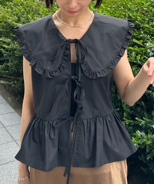 ブラウス シャツ 「インフルエンサーyuiさんコラボ」YUノースリーブブラウス レディース A part by ブラウス シャツ 「インフルエンサーyuiさんコラボ