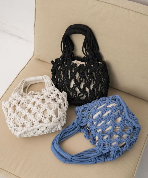 RETRO GIRL（レトロガール）の「マクラメハンドバッグ（ハンドバッグ・レディース・ブルー/ナチュラル/ブラック・ONE SIZE）」の4枚目の写真
