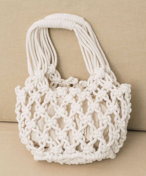 RETRO GIRL（レトロガール）の「マクラメハンドバッグ（ハンドバッグ・レディース・ブルー/ナチュラル/ブラック・ONE SIZE）」の5枚目の写真