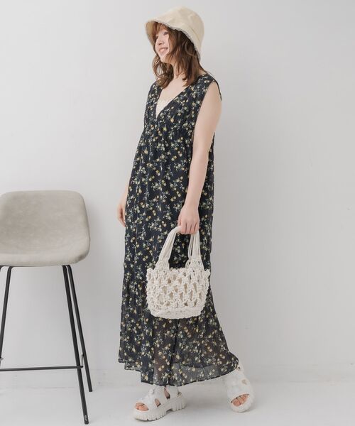 RETRO GIRL（レトロガール）の「マクラメハンドバッグ（ハンドバッグ・レディース・ブルー/ナチュラル/ブラック・ONE SIZE）」の7枚目の写真