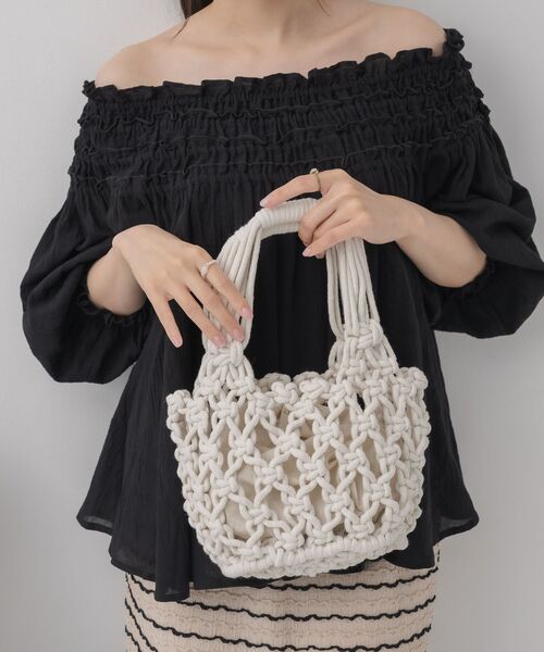 RETRO GIRL（レトロガール）の「マクラメハンドバッグ（ハンドバッグ・レディース・ブルー/ナチュラル/ブラック・ONE SIZE）」の8枚目の写真