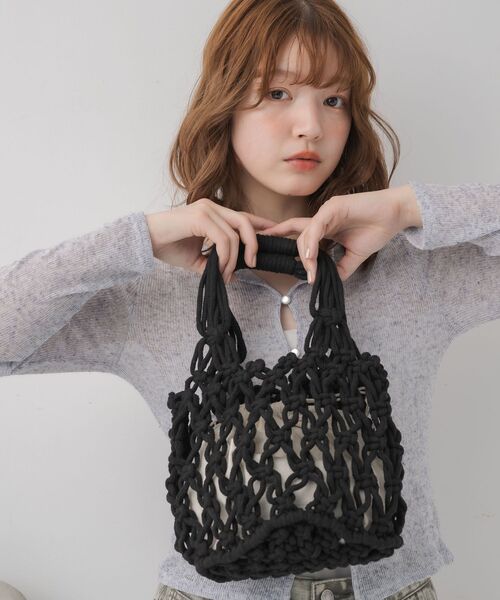 RETRO GIRL（レトロガール）の「マクラメハンドバッグ（ハンドバッグ・レディース・ブルー/ナチュラル/ブラック・ONE SIZE）」の13枚目の写真