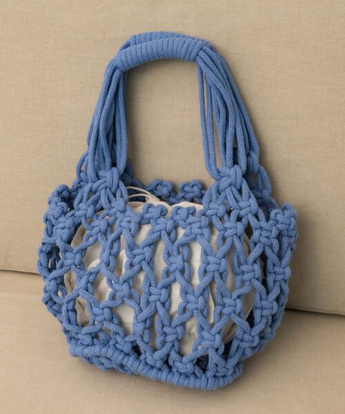 RETRO GIRL（レトロガール）の「マクラメハンドバッグ（ハンドバッグ・レディース・ブルー/ナチュラル/ブラック・ONE SIZE）」の15枚目の写真