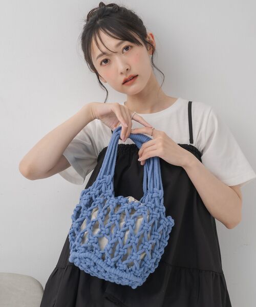RETRO GIRL（レトロガール）の「マクラメハンドバッグ（ハンドバッグ・レディース・ブルー/ナチュラル/ブラック・ONE SIZE）」の17枚目の写真