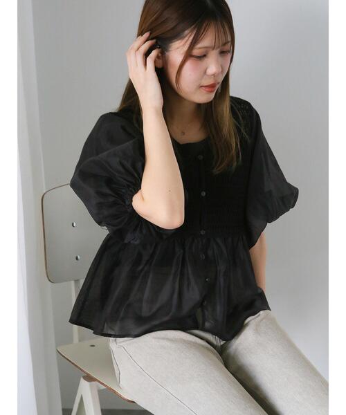 ehka sopo(エヘカソポ)の「◎ニットコンビバルーンスリーブブラウス(シャツ/ブラウス・レディース・モカ/ブラック/オフホワイト・F)」の2枚目の写真