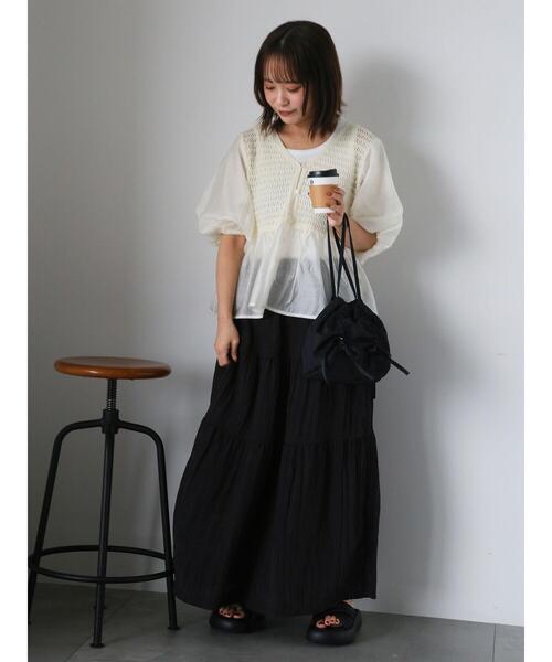 ehka sopo(エヘカソポ)の「◎ニットコンビバルーンスリーブブラウス(シャツ/ブラウス・レディース・モカ/ブラック/オフホワイト・F)」の8枚目の写真