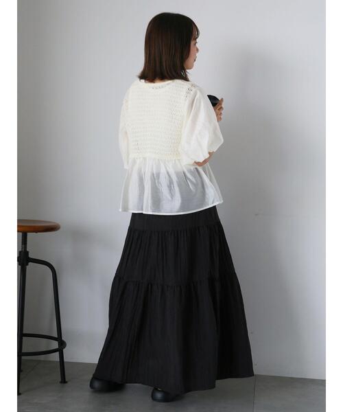 ehka sopo(エヘカソポ)の「◎ニットコンビバルーンスリーブブラウス(シャツ/ブラウス・レディース・モカ/ブラック/オフホワイト・F)」の10枚目の写真