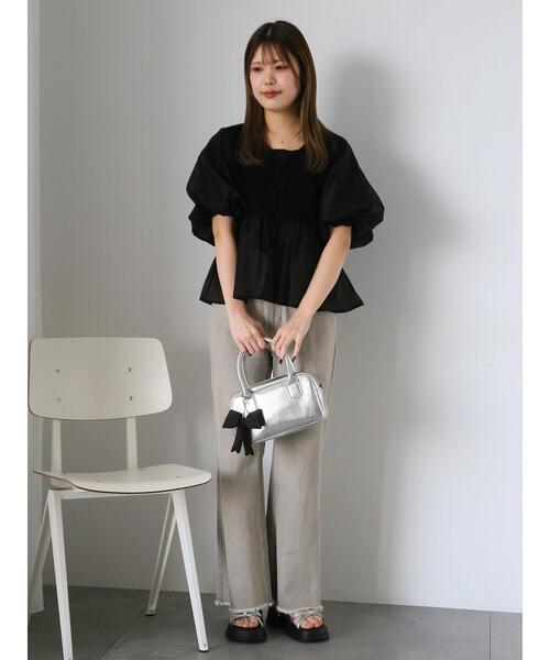 ehka sopo(エヘカソポ)の「◎ニットコンビバルーンスリーブブラウス(シャツ/ブラウス・レディース・モカ/ブラック/オフホワイト・F)」の14枚目の写真