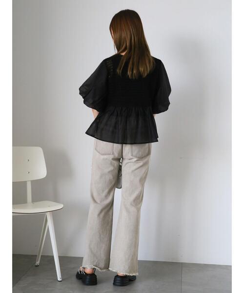 ehka sopo(エヘカソポ)の「◎ニットコンビバルーンスリーブブラウス(シャツ/ブラウス・レディース・モカ/ブラック/オフホワイト・F)」の17枚目の写真