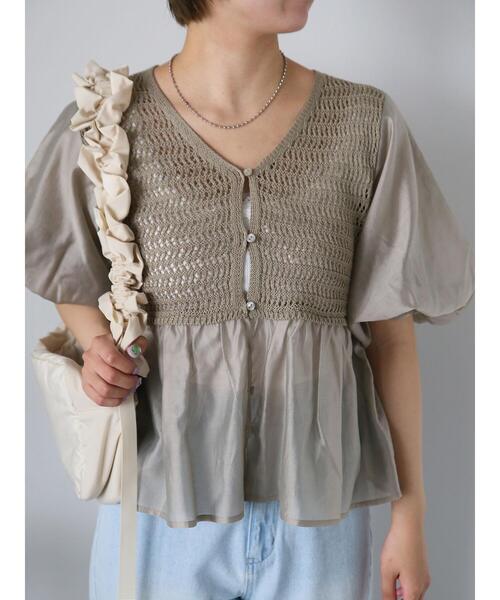 ehka sopo(エヘカソポ)の「◎ニットコンビバルーンスリーブブラウス(シャツ/ブラウス・レディース・モカ/ブラック/オフホワイト・F)」の21枚目の写真