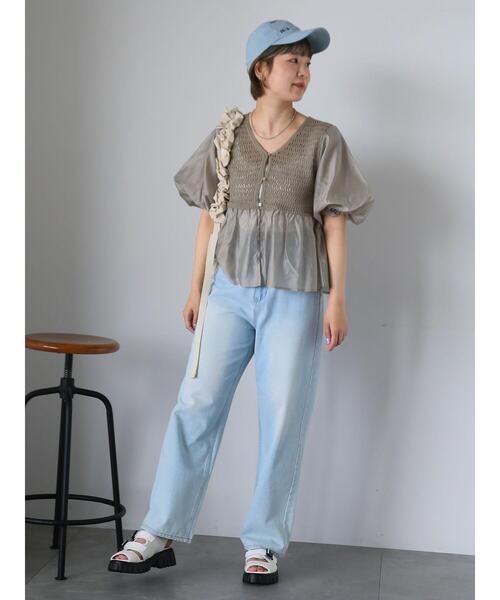 ehka sopo(エヘカソポ)の「◎ニットコンビバルーンスリーブブラウス(シャツ/ブラウス・レディース・モカ/ブラック/オフホワイト・F)」の22枚目の写真