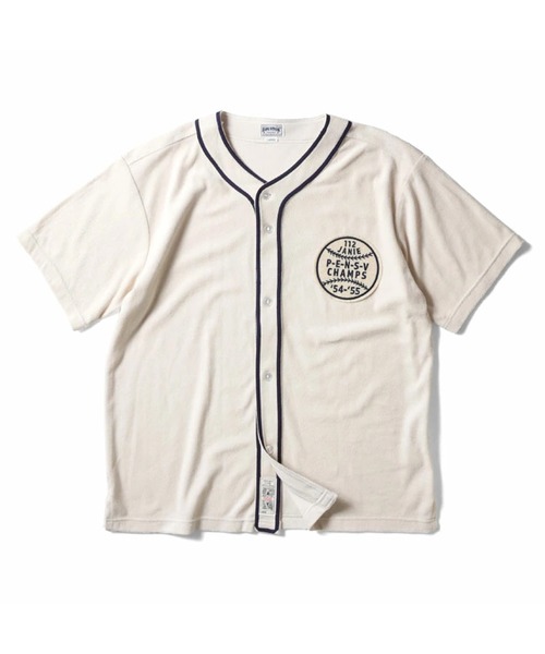 HOUSTON(ヒューストン)の「HOUSTON ヒューストン PILE BASEBALL SHIRT パイル ベースボールシャツ(シャツ/ブラウス・メンズ・オフホワイト/ブルー/ブラック・M/L/XL)」の2枚目の写真