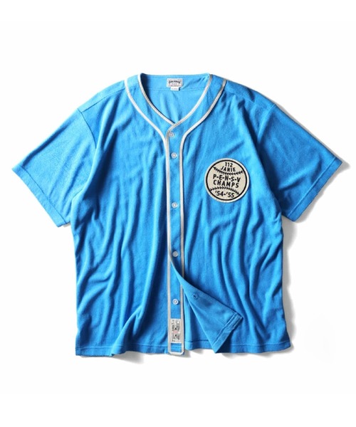 HOUSTON(ヒューストン)の「HOUSTON ヒューストン PILE BASEBALL SHIRT パイル ベースボールシャツ(シャツ/ブラウス・メンズ・オフホワイト/ブルー/ブラック・M/L/XL)」の4枚目の写真