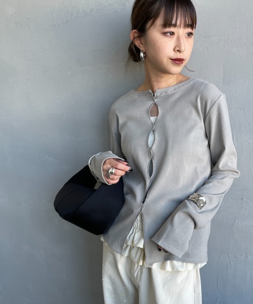 nenom/ネノム] 前後2WAY カットホール リブカットソー（Tシャツ