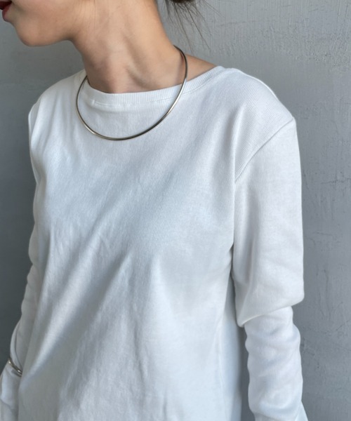 nenom（ネノム）の「[nenom/ネノム] 前後2WAY カットホール リブカットソー（Tシャツ/カットソー・レディース・ブラック/オフホワイト/グレー/イエロー・F）」の17枚目の写真