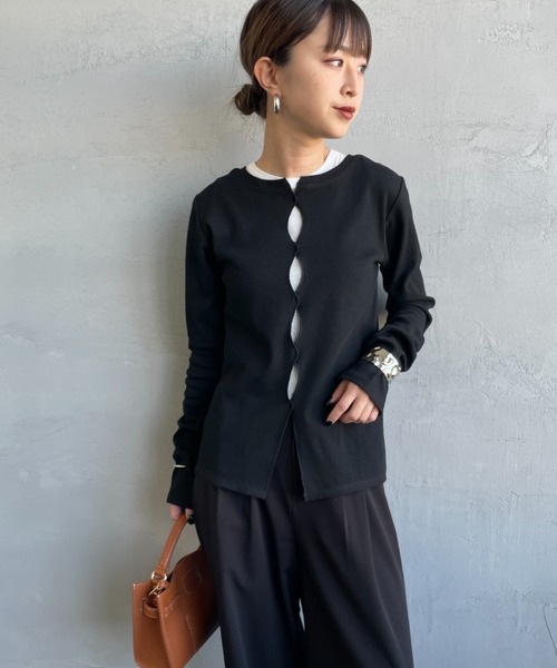 nenom（ネノム）の「[nenom/ネノム] 前後2WAY カットホール リブカットソー（Tシャツ/カットソー・レディース・ブラック/オフホワイト/グレー/イエロー・F）」の19枚目の写真