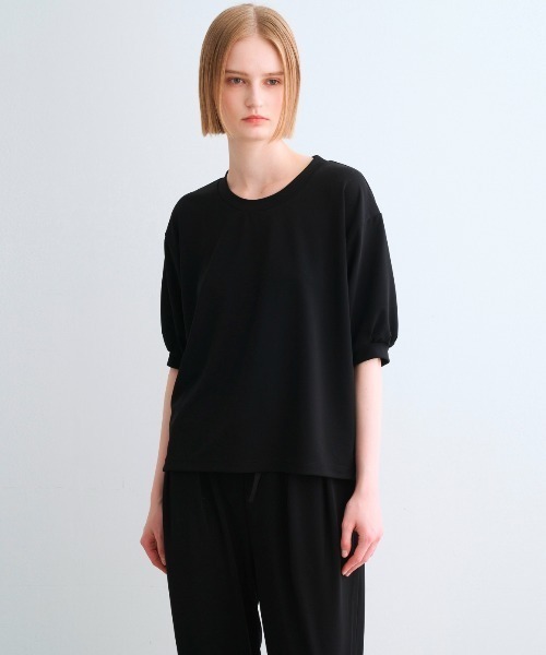 three dots（スリードッツ）の「プレイフルアウトフィット パフスリーブTシャツ（Tシャツ/カットソー・レディース・ブラック/ネイビー/ホワイト/ボルドー・SMALL）」の12枚目の写真