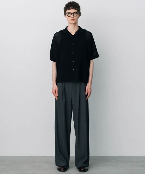 LURAKU（ルラク）の「【LURAKU】sheer open-collar shirt/ シアーオープンカラーシャツ（シャツ/ブラウス・メンズ・ブラック/ダークブラウン・M/L）」の6枚目の写真