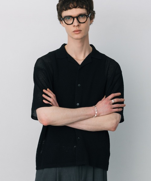 LURAKU（ルラク）の「【LURAKU】sheer open-collar shirt/ シアーオープンカラーシャツ（シャツ/ブラウス・メンズ・ブラック/ダークブラウン・M/L）」の3枚目の写真