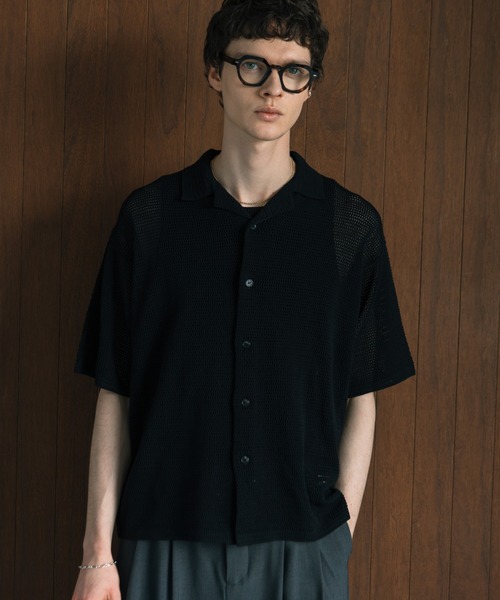 ブラウス シャツ シアーオープンカラーシャツ / Sheer Open Collar Shirt レディース LURAKU】sheer open-collar shirt/ シアーオープンカラーシャツ