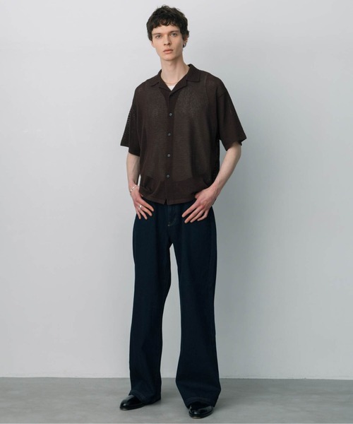 LURAKU（ルラク）の「【LURAKU】sheer open-collar shirt/ シアーオープンカラーシャツ（シャツ/ブラウス・メンズ・ブラック/ダークブラウン・M/L）」の22枚目の写真