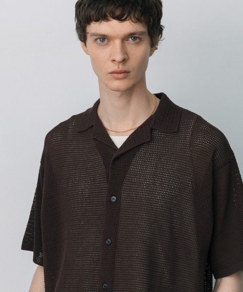 LURAKU（ルラク）の「【LURAKU】sheer open-collar shirt/ シアーオープンカラーシャツ（シャツ/ブラウス・メンズ・ブラック/ダークブラウン・M/L）」の16枚目の写真
